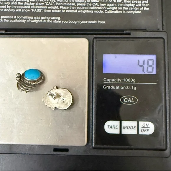 Vintage Signed D Native American Navajo Sterling Silver Turquoise Stud Earrings - Picture 11 of 14